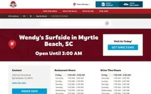 Wendy's of Myrtle Beach website