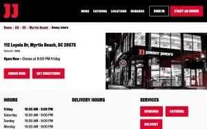 Jimmy John's of Myrtle Beach website
