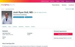 Josh Ryan Doll, MD of Greenville website