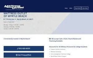 Mattress Outlet of Myrtle Beach website
