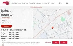 Red Lobster of Myrtle Beach website