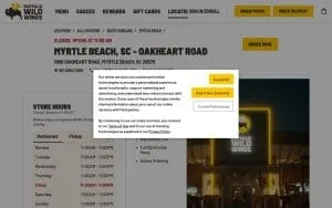 Buffalo Wild Wings of Myrtle Beach website