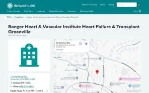 Atrium Health Sanger Heart & Vascular Institute of Greenville website