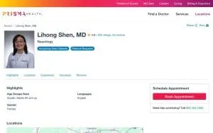 Lihong Shen, MD of Greer website