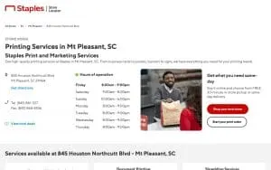 Staples Print & Marketing Services of Mt Pleasant website