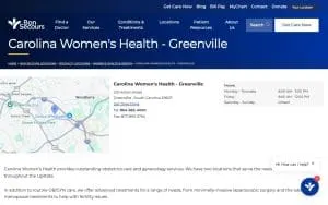 Carolina Women's Health - Greenville website