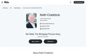 Keith Craddock at Rate (NMLS #2347776) website