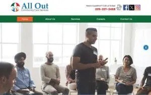 All Out Community Care Services website