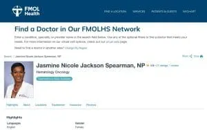 Jasmine Nicole Jackson Spearman, NP website