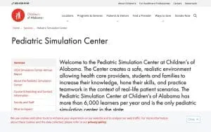 Children's of Alabama - Pediatric Simulation Center website