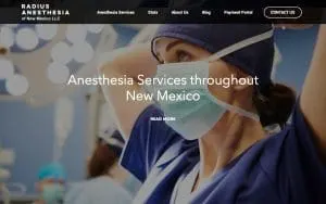 Radius Anesthesia of New Mexico website