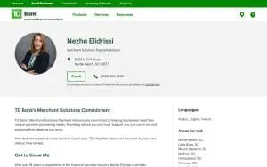 Nezha Elidrissi -TD Bank Merchant Solutions Payment Advisor website