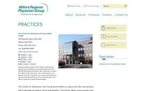 Milford Regional Medical Center-Center For Adolescent Health website