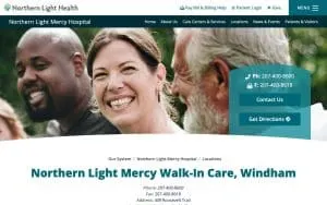 Northern Light Mercy Walk-In Care of Windham website