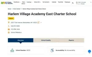 Harlem Village Academy East Charter School website
