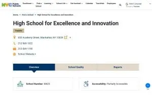 High School for Excellence and Innovation website
