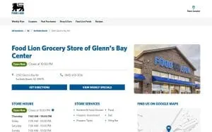 Food Lion of Surfside Beach website