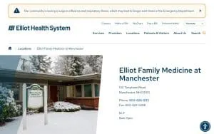 Elliot Family Medicine at Manchester of Bedford website