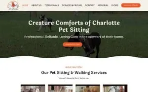 Creature Comforts of Charlotte Pet Sitting website