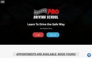 Pro Driving School Inc website