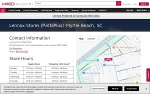 Lennox Stores (Parts Plus) of Myrtle Beach website