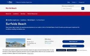 CareNow Urgent Care - Surfside Beach website