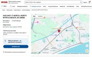 MinuteClinic at CVS of North Myrtle Beach website