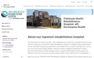 Tidelands Health Rehabilitation Hospital at Murrells Inlet of Little River website
