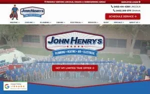 John Henry's Plumbing, Heating, Air, and Electrical of Lincoln website