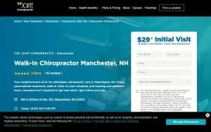 The Joint Chiropractic of Manchester website