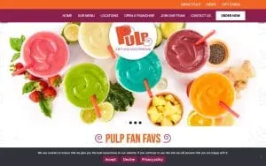 Pulp Juice and Smoothie Bar of Dover website