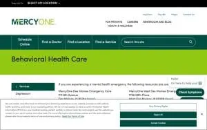 MercyOne Des Moines Behavioral Health website