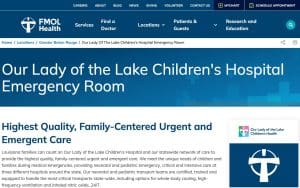 Our Lady of the Lake Children’s Hospital Emergency Medicine