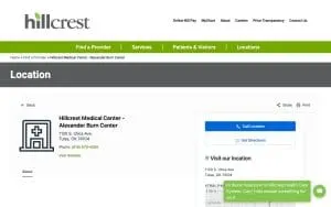 Hillcrest Medical Center - Alexander Burn Center website
