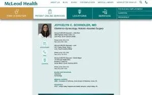 Joycelyn C. Schindler, Md of Myrtle Beach website