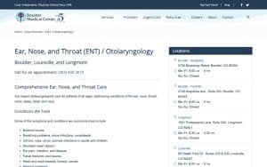 Ear, Nose & Throat – Longmont | Boulder Medical Center in Longmont