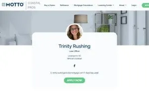Trinity Rushing Motto Mortgage Coastal Pros website