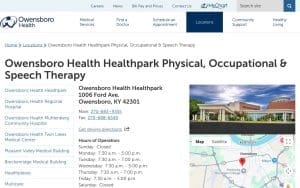 Owensboro Health Healthpark Physical, Occupational & Speech Therapy