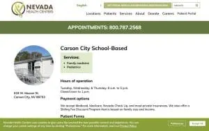 Nevada Health Centers - Carson City School-Based Health Center website