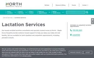 North Memorial Maple Grove Hospital Lactation website