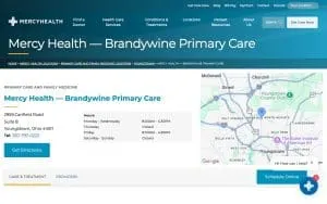 Mercy Health - Brandywine Primary Care website