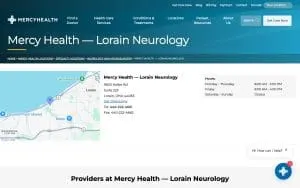 Mercy Health - Lorain Neurology website