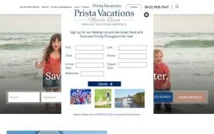 Prista Private Vacation Rentals website