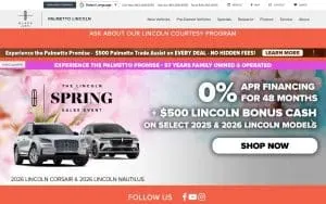 Palmetto Lincoln website