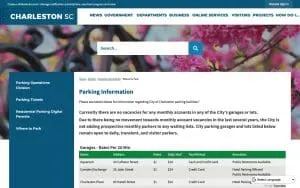 Parking In Charleston website
