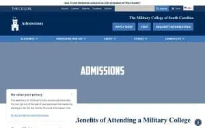 The Citadel Admissions website