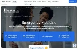 MUSC Health University Medical Center Emergency Room website