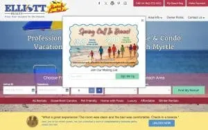 Elliott Beach Rentals website