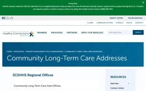 SC Department of Health and Human Services website