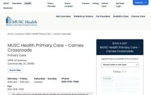MUSC Health Primary Care - Carnes Crossroads website